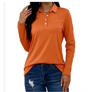 Camiseta de Polo de manga larga personalizada para mujer, camiseta informal de punto para trabajo físico con logotipo personalizado de BD - Product Image 2