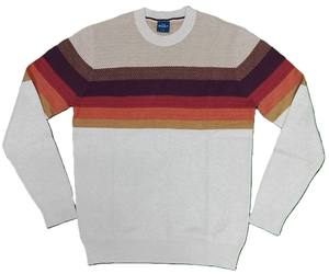 Suéteres para Hombre, Suéter de Lana y Algodón, Jerseys de Punto, Pullover de Punto, Jacquard Masculino a Rayas con Cuello Redondo - Product Image 1