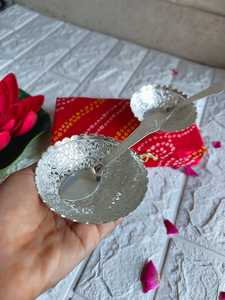 ชุดชามทองเหลืองชุบเงินทำด้วยมือเยอรมันถาดช้อนกล่องแบนดานิบรรจุภัณฑ์ของขวัญสำหรับงานแต่งงานงานดิวาลีจบการศึกษา - Product Image 4