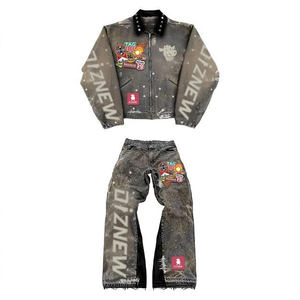 طقم دينيم رجالي من DiZNEW، تصميم جديد، ملابس مخصصة، ملابس الشارع، جاكيت جينز مصمم، بنطلون جينز مستقيم للرجال - Product Image 4