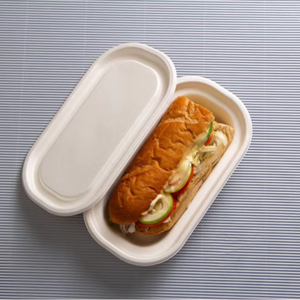 Boîte à lunch jetable biodégradable de qualité supérieure avec couvercle compostable Emballage à emporter durable Récipient alimentaire de bagasse - Product Image 1