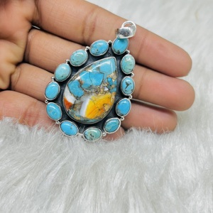 Oyster Copper Turquoise Pendant 925 Sterling Silver Pendant Beautiful Pendant Natural Stone Pendant - Product Image 5