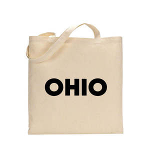 Sac fourre-tout en cuir véritable Ohio avec doublure en coton, motif drapeau de l'État, fermeture éclair - pour toutes les saisons - Product Image 1