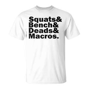 Squats <b>Bench</b> Deadlifts Macros Fitness T-Shirt Men's <b>Workout</b> Shirt - Product Image 2
