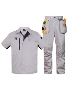 Vêtements de travail pour hommes de haute qualité combinaisons à manches courtes en coton avec pantalon cargo multi-poches pour uniformes d'atelier et d'usine - Product Image 2
