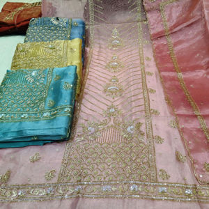 Modern Designer Unstitched Hand Embroidered Indian Pakistani Party Wear <b>Suits</b> for <b>Women</b> Fashion-Forward Traditional Style - Product Image 1