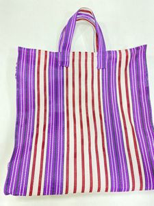 กระเป๋าช้อปปิ้งผ้าไนล่อนแบบใช้ซ้ำได้กระเป๋าชายหาดทำจากพลาสติกรีไซเคิลผ้าทอมือลายทางทำจากอินเดียเป็นมิตรต่อสิ่งแวดล้อมขนาดใหญ่ - Product Image 3