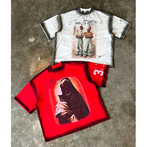 เสื้อยืดโอเวอร์ไซส์ยอดนิยมสำหรับผู้ชาย คุณภาพสูง ผ้าฝ้าย 100% เสื้อยืด DTF คอกลม แขนสั้น ผ้าถัก - Product Image 1