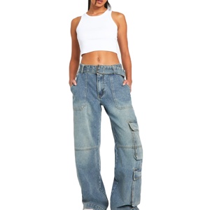 Pantalones Vaqueros de Mezclilla para Mujer, Estilo Casual, Corte Recto, Cintura Media, Ajuste Regular, Deportivos, de Alta Calidad, Gran Venta - Product Image 1