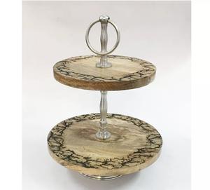 Plateau de présentation décoratif à dessert en résine à 3 niveaux pour les fêtes, les mariages et la présentation de thé - Product Image 5