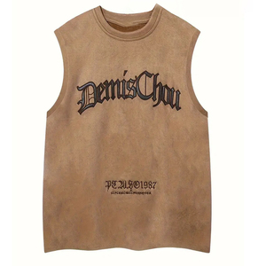 High Quality Men's Casual Custom Color Workout Tank <b>Top</b> Quick Dry Cotton Bamboo Fiber Gym Fitness Clothing Breathable Muscle - Product Image 1
