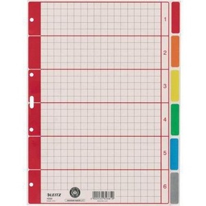 Separadores de Archivos de Cartón Gris Reciclado DIN A4 Leitz con 6 Hojas de Índice en Blanco, Accesorios de Oficina Premium - Product Image 1
