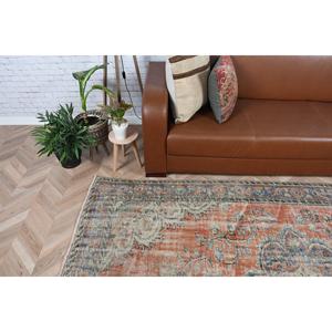 พรมตุรกี, พรมขนาดใหญ่ 5.3x8.6 ฟุต, พรมขนสัตว์สีส้มน้ำเงิน - Product Image 3