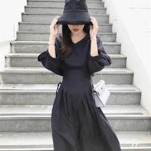 [Favorite] Black freesize <b>dress</b> with <b>short</b> sleeves and waist strap - Product Image 3