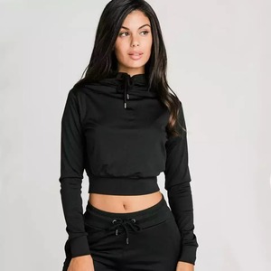 Sudadera corta de algodón con LOGO personalizado para mujer, chándal de manga larga para gimnasio, venta al por mayor - Product Image 5