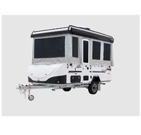 Caravane de camping moderne et luxueuse avec châssis à essieu unique de 15 pieds, 4 vérins stabilisateurs, lit queen size, conception étanche