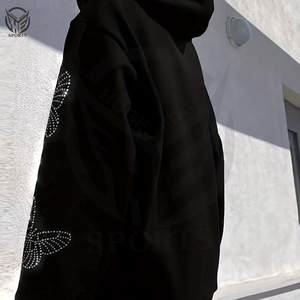 Vente en gros de matériel haut de gamme pas cher prix 100% coton-polaire hiver pull strass à capuche pour les femmes avec couleur personnalisée - Product Image 5