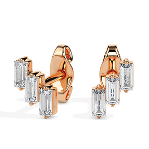 Boucles d'oreilles élégantes en or 14 carats avec diamant véritable certifié baguette pour fiançailles, mariage, cadeau de luxe pour elle - Product Image 1