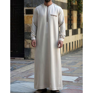 Jubba Thobe Islámica para Hombre, Personalizada, Talla Grande, Ligera, Transpirable, Lisa, Informal, Larga hasta el Tobillo, Manga Larga, para Eid y Ramadán - Product Image 5