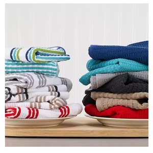 100% coton biologique personnalisé épais imprimé nouveau Style vente chaude nettoyage épais certificat GOTS serviette à vaisselle de couleur unie douce - Product Image 5