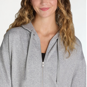 Venta al por mayor Cremalleras Streetwear Peso pesado Algodón Oversized Drop Shoulder Cuello alto Cremallera-up sudaderas con capucha cortas para mujer - Product Image 3