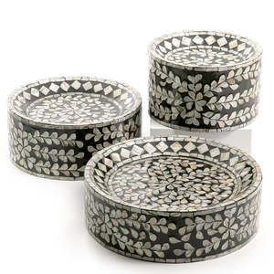 Meilleur support à gâteau en incrustation d'os support à gâteau en nacre noire pour la maison de luxe Ramadan Eid cadeau vadrouille plateau de service plateau - Product Image 1