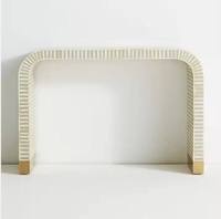 Table basse moderne en résine avec incrustations en os, 2 tiroirs de rangement, écologique, durable, hauteur réglable, design zen asiatique