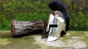 Casque Spartiate Finition Argentée Casque du Roi Leonidas Casque du Grand Guerrier Spartiate avec Présentoir - Product Image 2