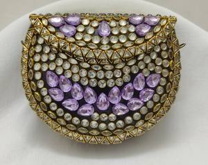 Fermeture à rabat de conception indienne traditionnelle métallique faite à la main pliable Durable Portable doublure en soie sangle unique pour femmes - Product Image 2