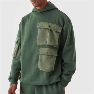 Sweat à capuche pour homme en molleton français surdimensionné et épais, avec logo personnalisé, plusieurs poches cargo, nouveau design, haute qualité - Product Image 4