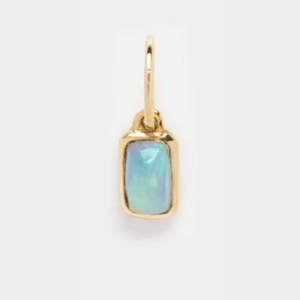 Abalorio rectangular facetado de cuarzo Ópalo, chapado en oro de plata esterlina con fianza, joyería de piedras preciosas pulidas hechas a mano para mujer - Product Image 1