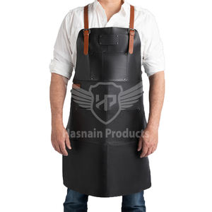 Tablier à bavette en cuir véritable de taille confortable de style tendance en gros étiquette personnalisée de haute qualité pour l'acheteur de produits alimentaires commerciaux - Product Image 1