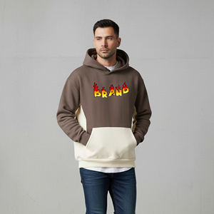 Sweat à capuche pour homme en coton 100% lourd, logo imprimé en relief personnalisé, surdimensionné, en polaire d'hiver, streetwear, coupe-vent - Product Image 4