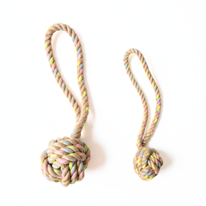 Rainbow Joy Eco-Friendly Hemp <b>Rope</b> Tug Toys Classic Wooden Fashionable Durable Cotton Balls for Cats Birds Available Small Large - Product Image 1