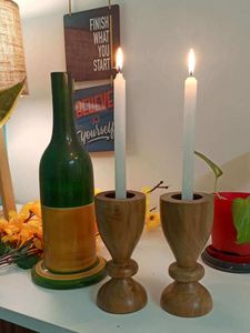 2024 soporte de luz de té de estilo farol de madera más vendido decoración del hogar soporte de vela y tarro producto de tendencia - Product Image 2