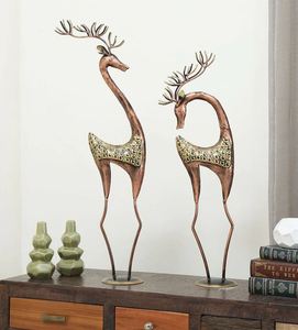 Sculpture animalière en fer marron décor de table de chambre d'hôtel et de restaurant de luxe moderne pour mariage artisanat d'art décor à la maison intérieur moderne - Product Image 2