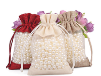 Sacs en toile de jute à cordon avec fenêtre pour cadeaux, bijoux, cosmétiques, collations, emballages de Noël, de mariage et de célébrations