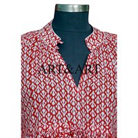 Robe mi-longue décontractée pour femme en coton indien imprimé au bloc, coupe régulière, éco-responsable, faite à la main, à manches longues, motif floral, pour l'été, naturelle