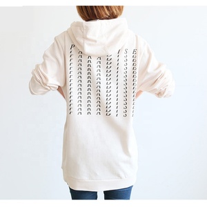 Otoño 2023 ropa de mujer 100% algodón orgánico Unisex de gran tamaño liso chándal en relieve cuello redondo sudadera pulóver sudaderas con capucha - Product Image 4