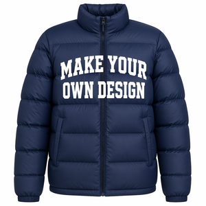 Make Your Own Design Puffer <b>Jacket</b> Stand Collar Winter Thick <b>Fleece</b> <b>Lined</b> Zipper Closure Casual Loose Fit Unisex - Product Image 6