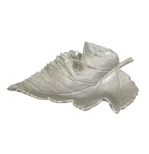 Nouveau contemporain Rectangle argenterie plateaux en métal élégant fantaisie Design feuille thème meilleure qualité métal plateaux de service vente chaude - Product Image 6