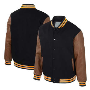 TBF-159 de veste universitaire classique personnalisée avec manches en similicuir poignets côtelés et fermeture à bouton-pression - Product Image 1