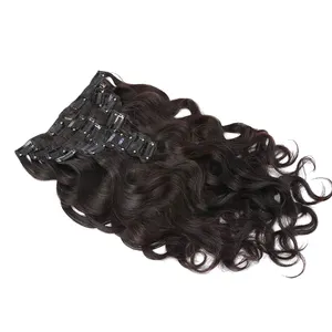 Thickened भारतीय रेमी बाल 120g 7pcs प्राकृतिक काले रेशमी सीधे 100 मानव बाल क्लिप विस्तार में सैलून के लिए डीएचएल पश्चिमी समय