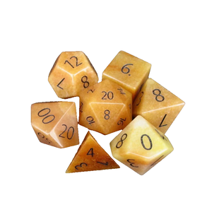 Dés en pierre de haute qualité, aventurine jaune, cristal naturel, pierres précieuses de guérison reiki, pierres gravées, jeu de dés personnalisé, cristal viking - Product Image 5