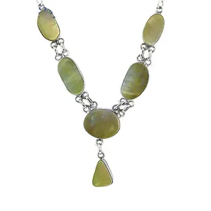 925 <b>Silver</b> Round White Mother of Pearl Iridescent Pendant Necklace with Link <b>Chain</b> <b>for</b> <b>Women</b> Elegant Gift Jewelry - Product Image 3