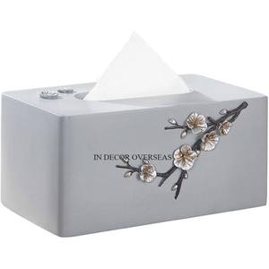Dernier modèle arrivée argent brillant poli porte-serviettes en métal de qualité supérieure et boîte à mouchoirs avec un créateur floral unique - Product Image 1