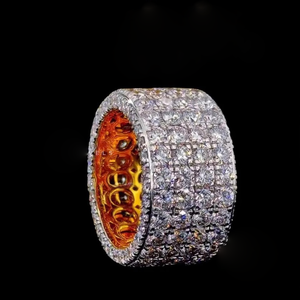 Bague large en argent sterling avec diamants Moissanite, entièrement pavée, style Hip Hop de luxe, bijou de déclaration pour homme - Product Image 4