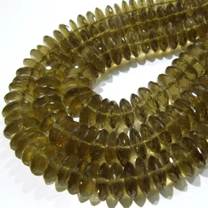 Pierre précieuse de quartz de bière véritable naturelle coupe allemande Rondelle perles à facettes 8-12mm brin 8 pouces de long perles graduées en gros - Product Image 1