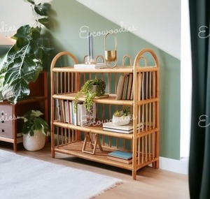 Estante de almacenamiento de bambú hecho a mano para habitación de niños, estante de pie para decoración del hogar, organizador natural - Product Image 4