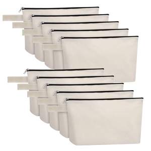 Vente en gros de pochettes écologiques à fermeture éclair en toile de coton de grande capacité sacs de maquillage réutilisables avec poignée d'impression de logo - Product Image 3